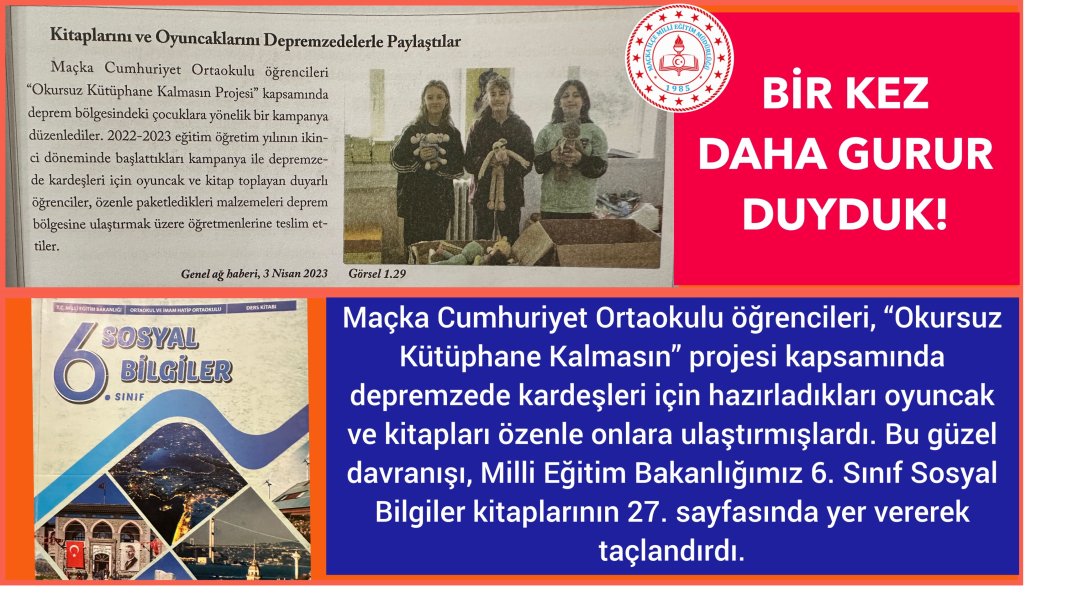 Cumhuriyet Ortaokulu Öğrencilerimiz 6. Sınıf Sosyal Kitaplarında Yeraldı.